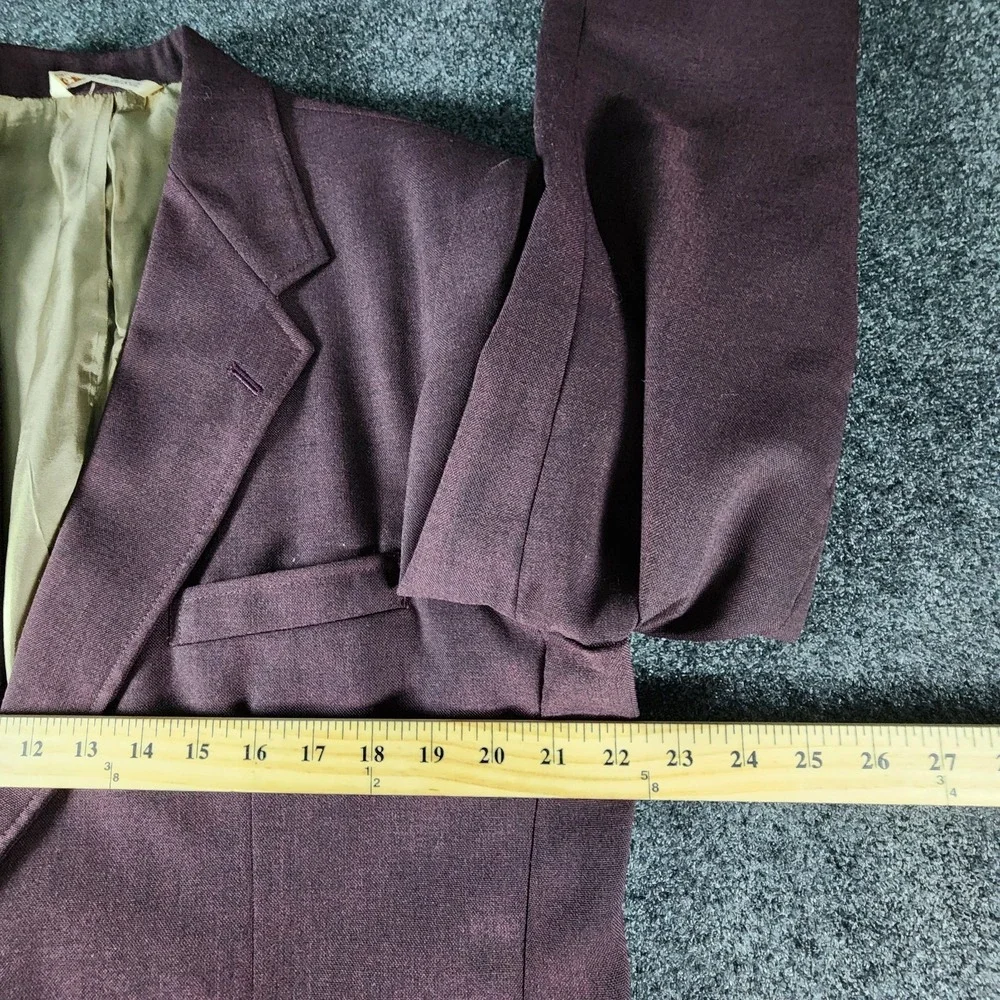 VTG Stafford‎ USA 44S Purple Hopsack Gold Button Men's Blazer Jacket Sport Coat